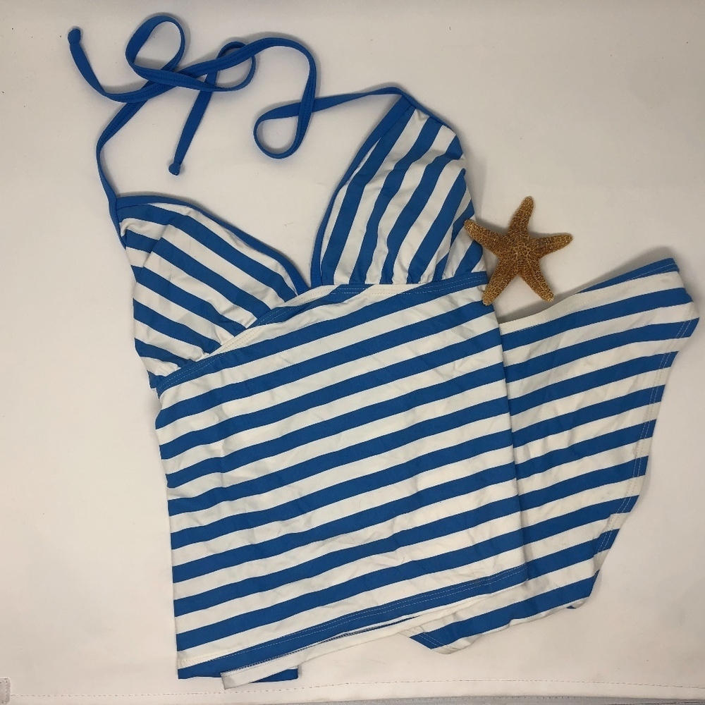 Gap Body Blue & White Striped Tankini L/XL
